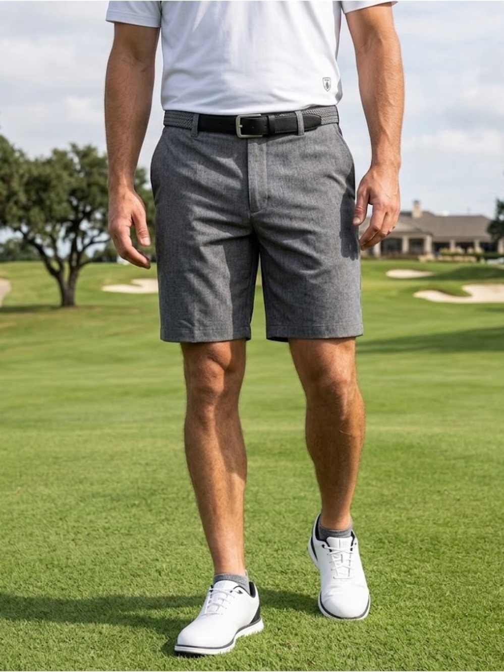Men’s Gray Grand Slam Gray Flat Front Shorts Tailored Design, Waist 38